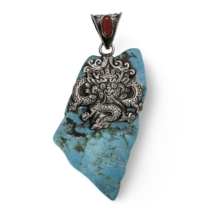Grosser Türkis - Drache - Anhänger - Atelier Tibet