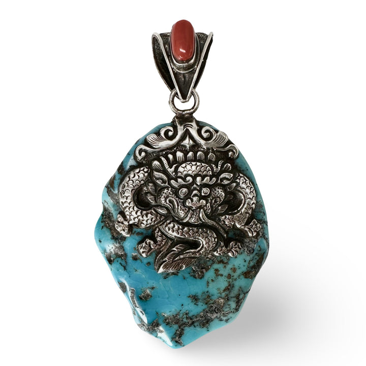 Grosser Türkis - Drache - Anhänger - Atelier Tibet