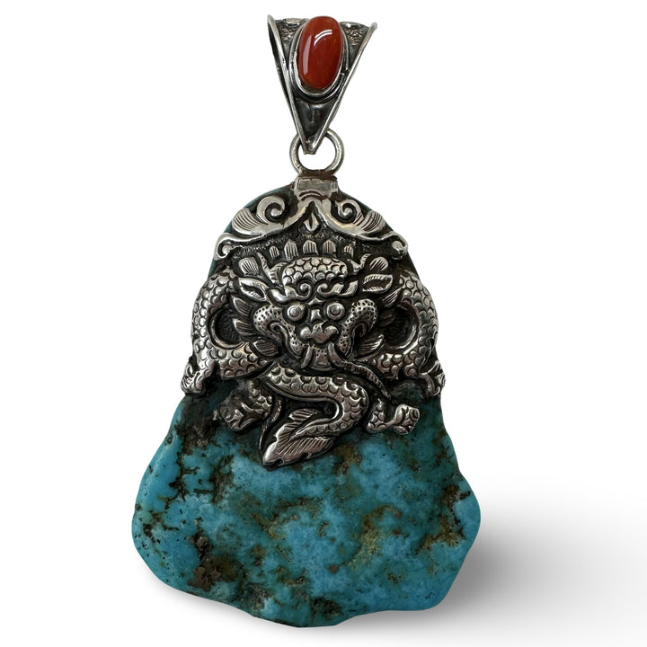 Grosser Türkis - Drache - Anhänger - Atelier Tibet