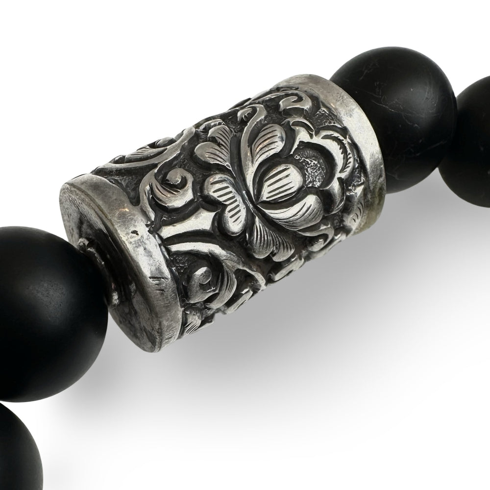 Grosses Onyx - und Silber - Armband - Atelier Tibet