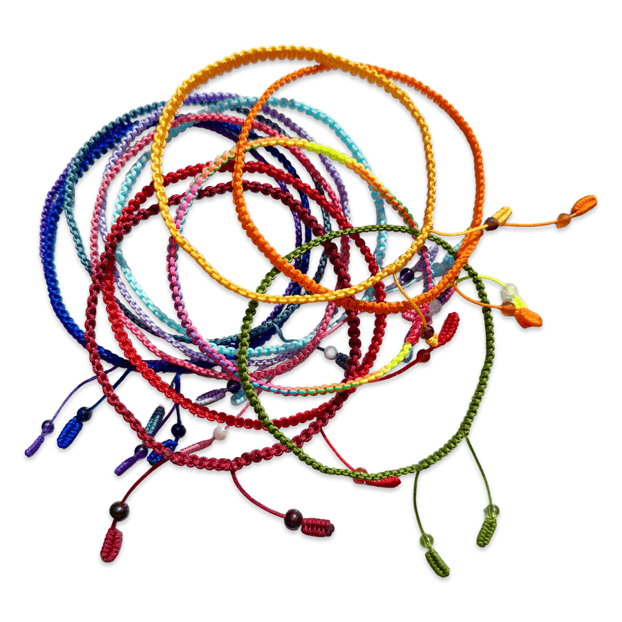 Handgeknüpfte Fusskettchen im Stil tibetischer Glücksbänder - Atelier Tibet