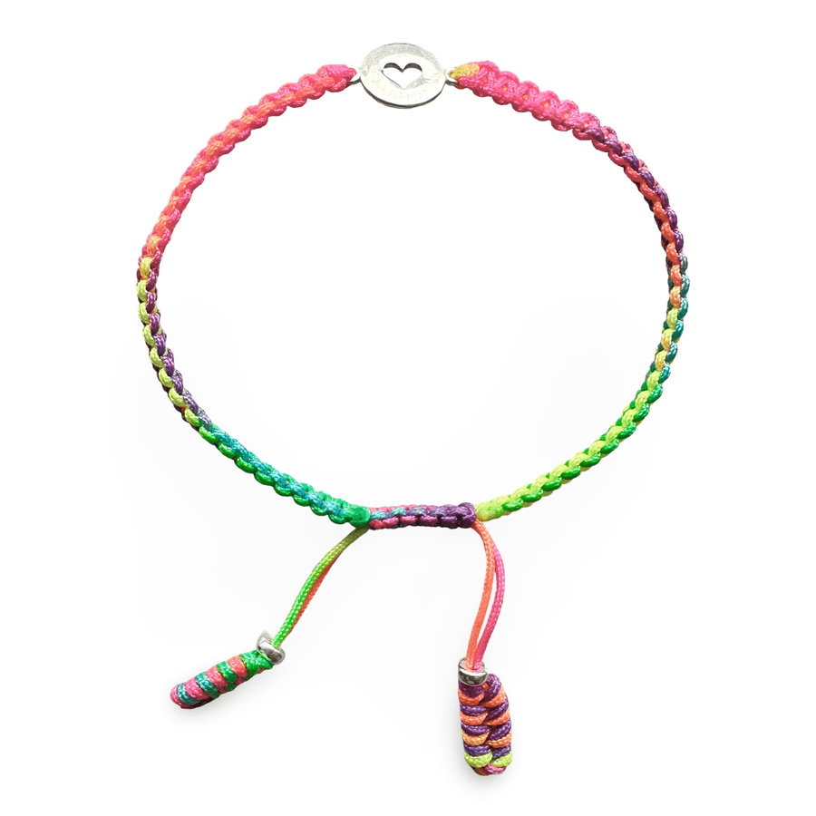 Handgeknüpftes Armband mit silbernem Herz - Atelier Tibet