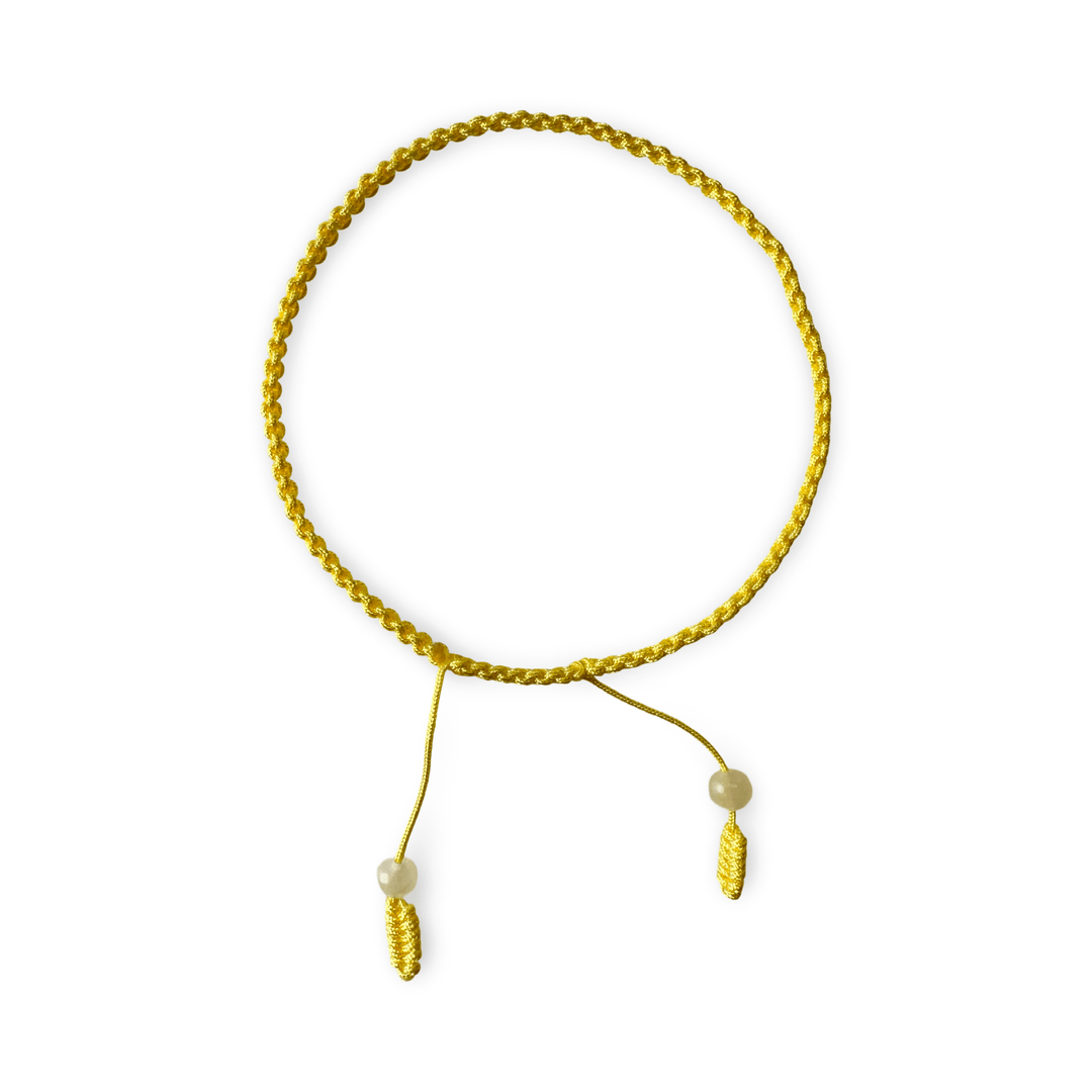 Hellgelbes handgeknüpftes Armband - Atelier Tibet