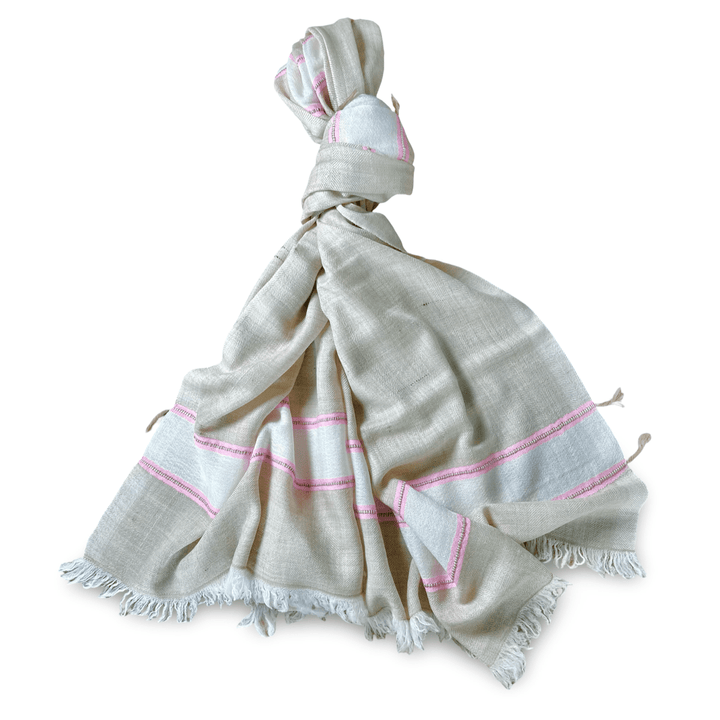 Himalaya Kaschmir Schal • 100% Pashmina • Beige & Pink - Atelier Tibet