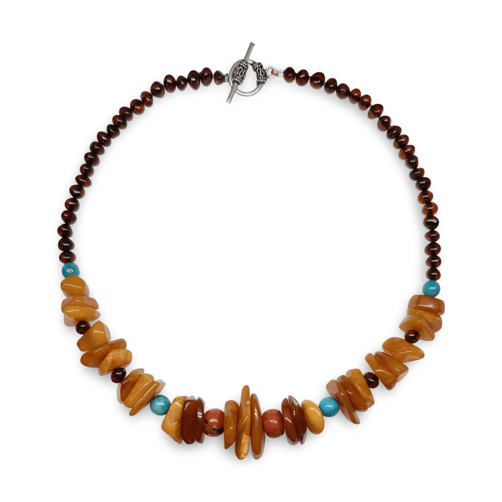 Kette aus Bernstein, alter Koralle und Türkis - Atelier Tibet