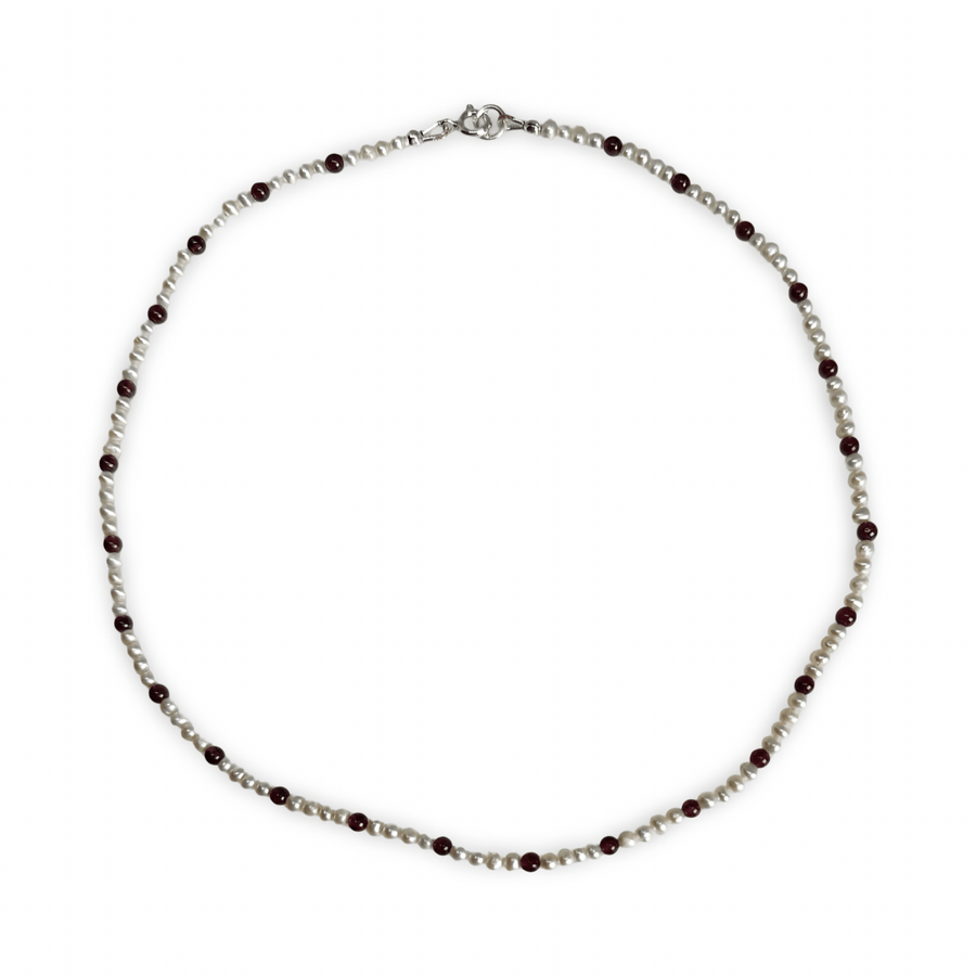 Kinder - Kette mit Süsswasser - und Granatperlen - Atelier Tibet