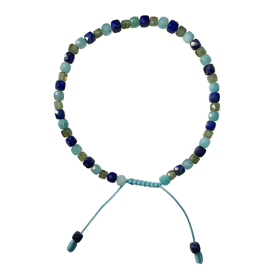 Lapis - , Amazonit - und Apatit Fusskette - Atelier Tibet