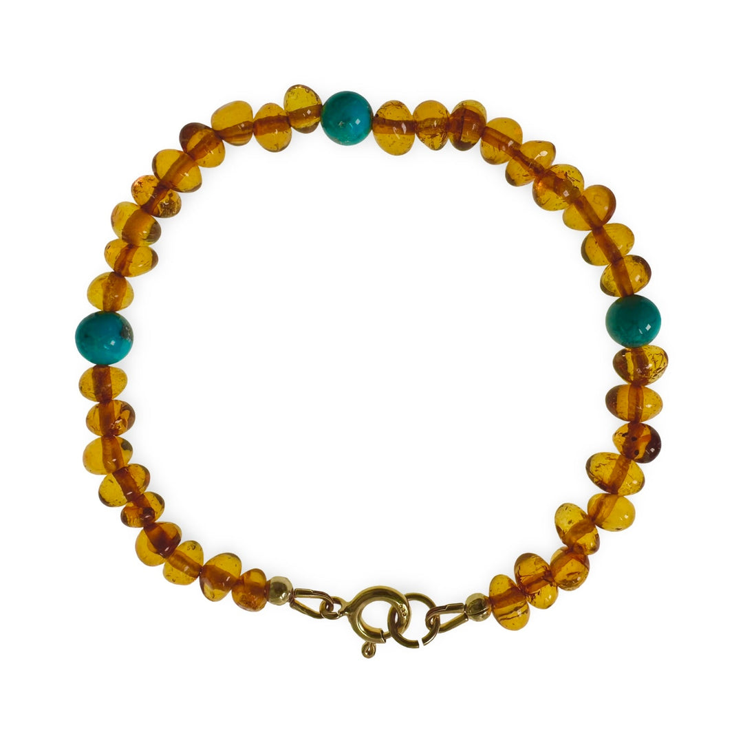 Mala - Armband aus Bernstein und Türkis - Atelier Tibet