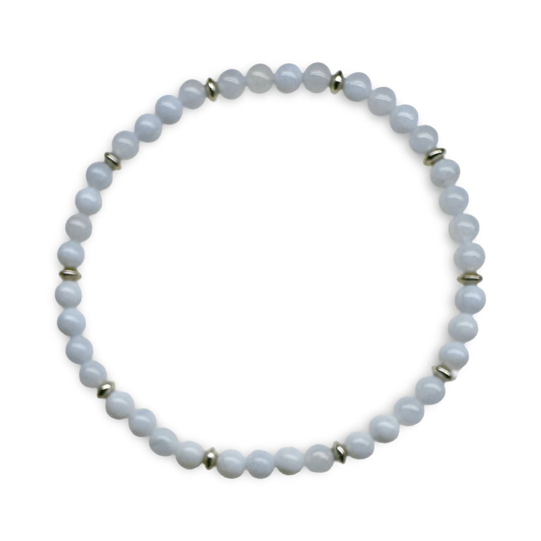 Mala - Armband mit Chalcedon und Silber - Atelier Tibet