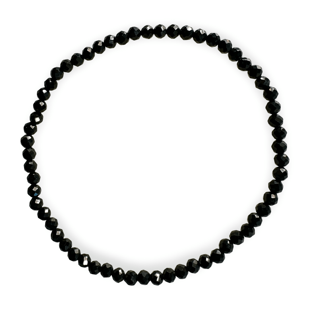 Mala Armband mit facettiertem schwarzem Spinell (Ø 3 mm) - Atelier Tibet