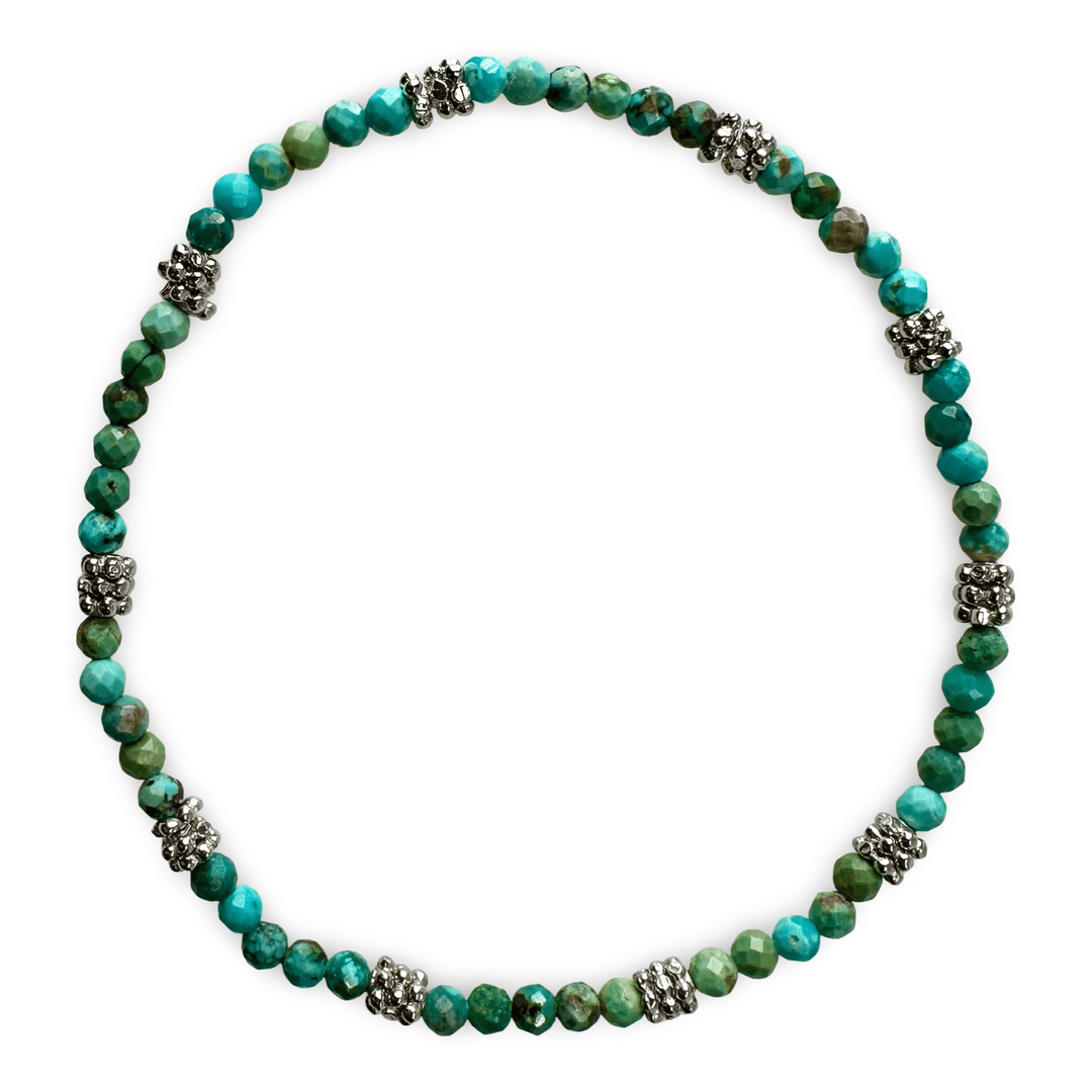 Mala - Armband mit facettiertem Türkis und Silber - Atelier Tibet