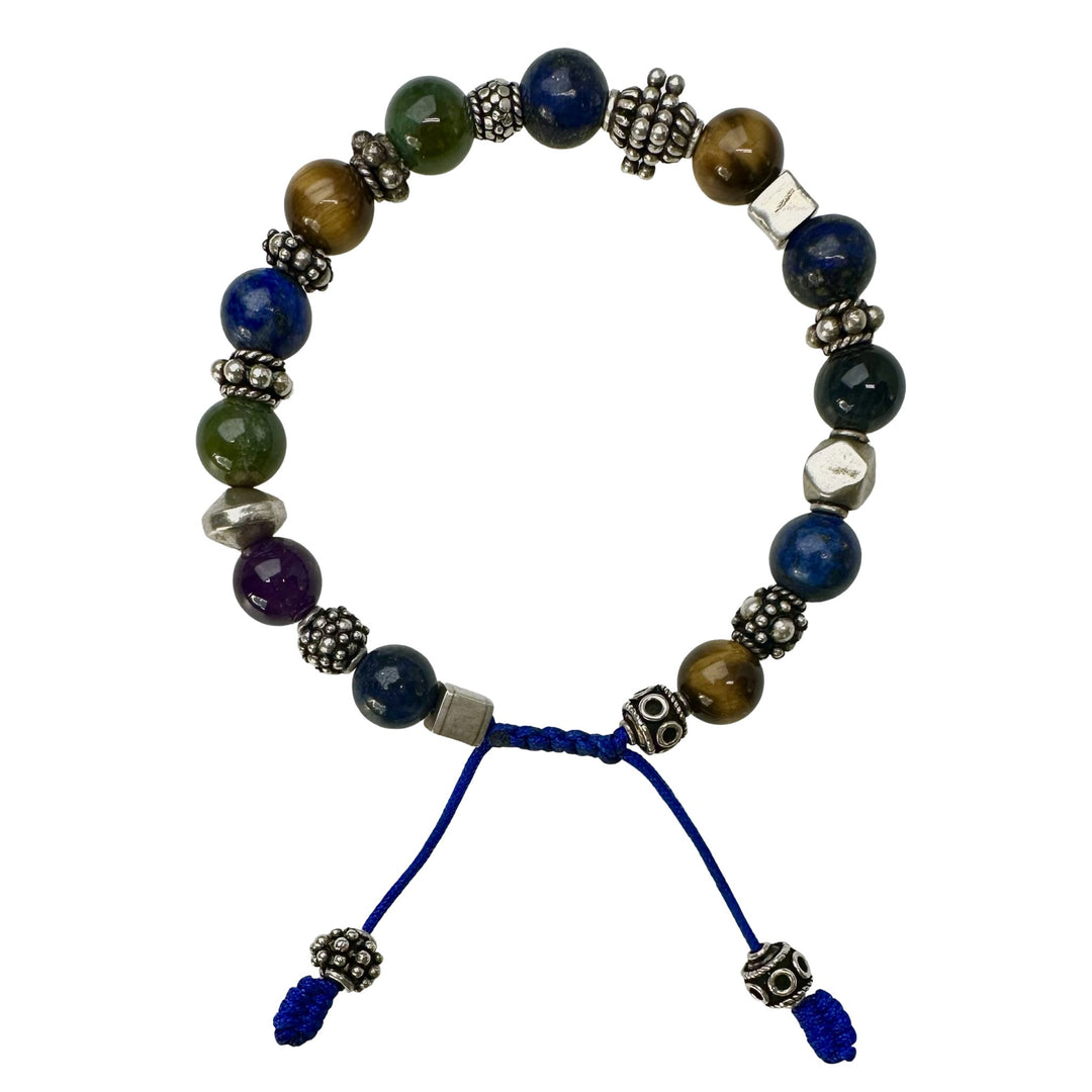 Mala - Armband mit Halbedelsteinen und Silberperlen - Atelier Tibet