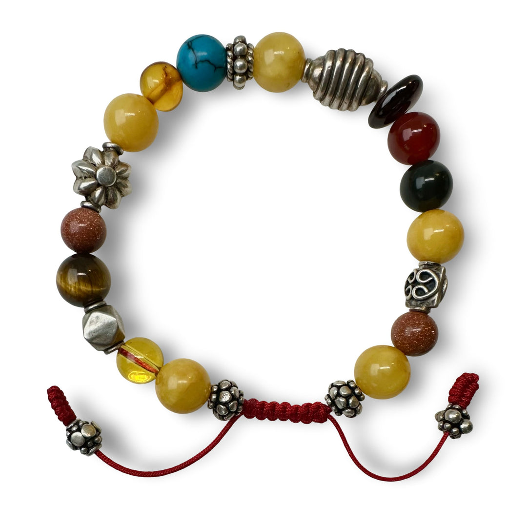 Mala - Armband mit Halbedelsteinen und Silberperlen - Atelier Tibet