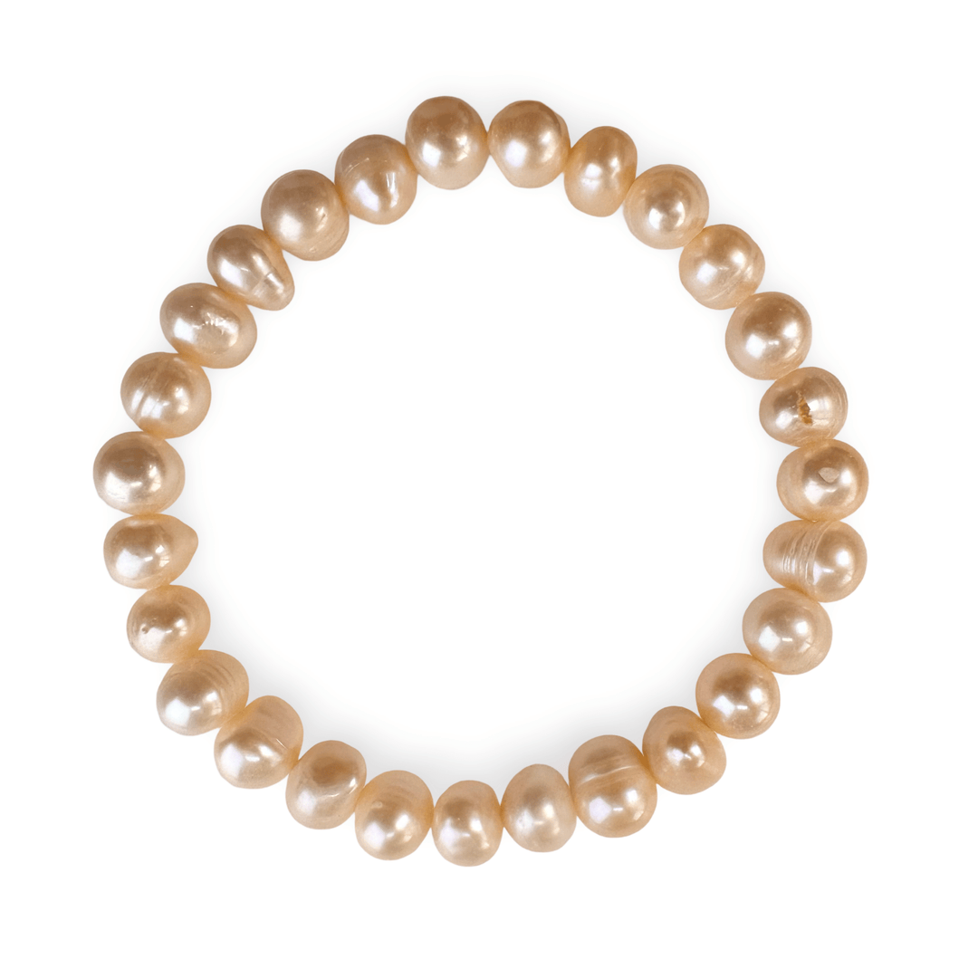 Mala - Armband mit lachsfarbigen Süsswasserperlen - Atelier Tibet