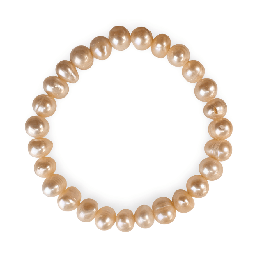 Mala - Armband mit lachsfarbigen Süsswasserperlen - Atelier Tibet