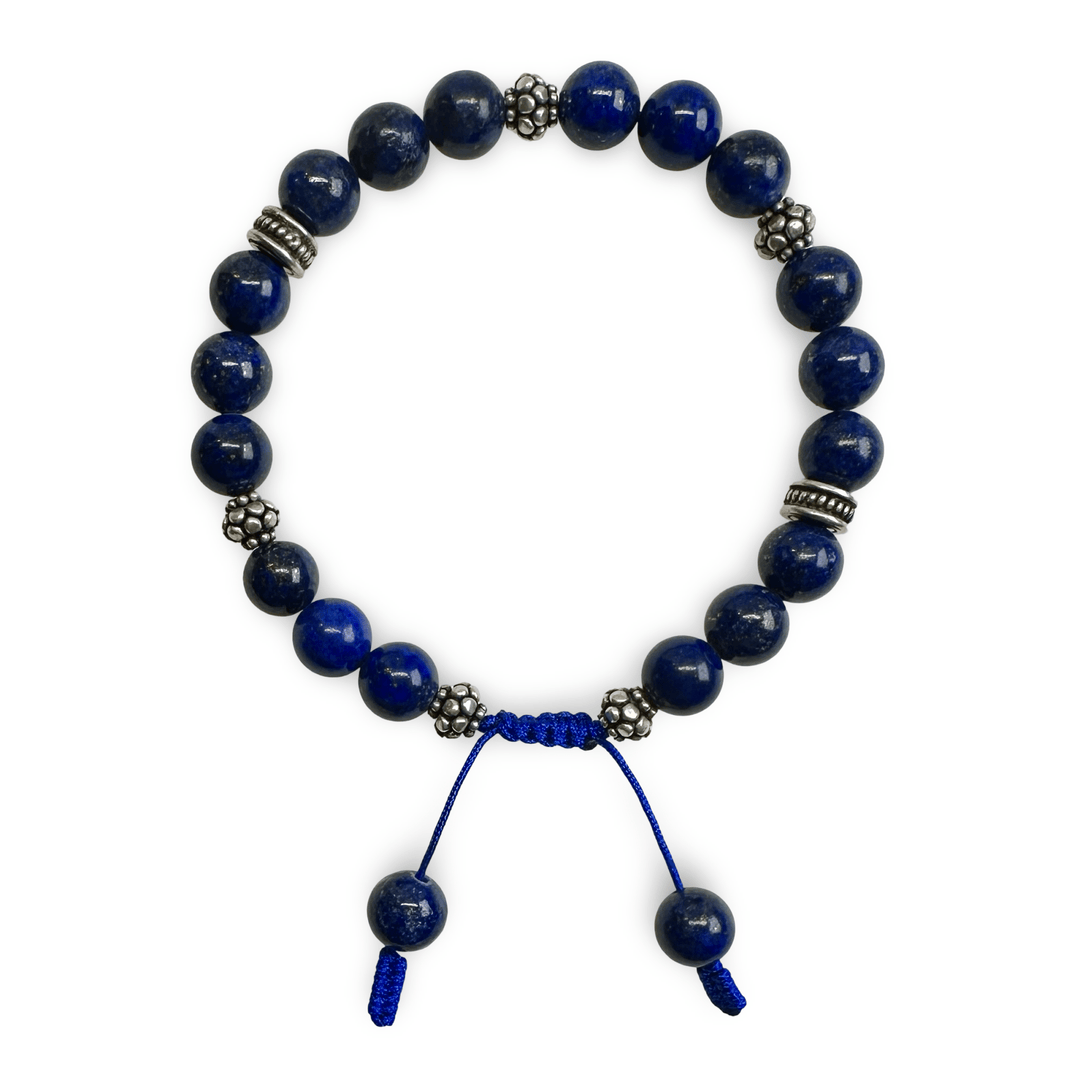 Mala - Armband mit Lapis Lazuli und Silberperlen - Atelier Tibet