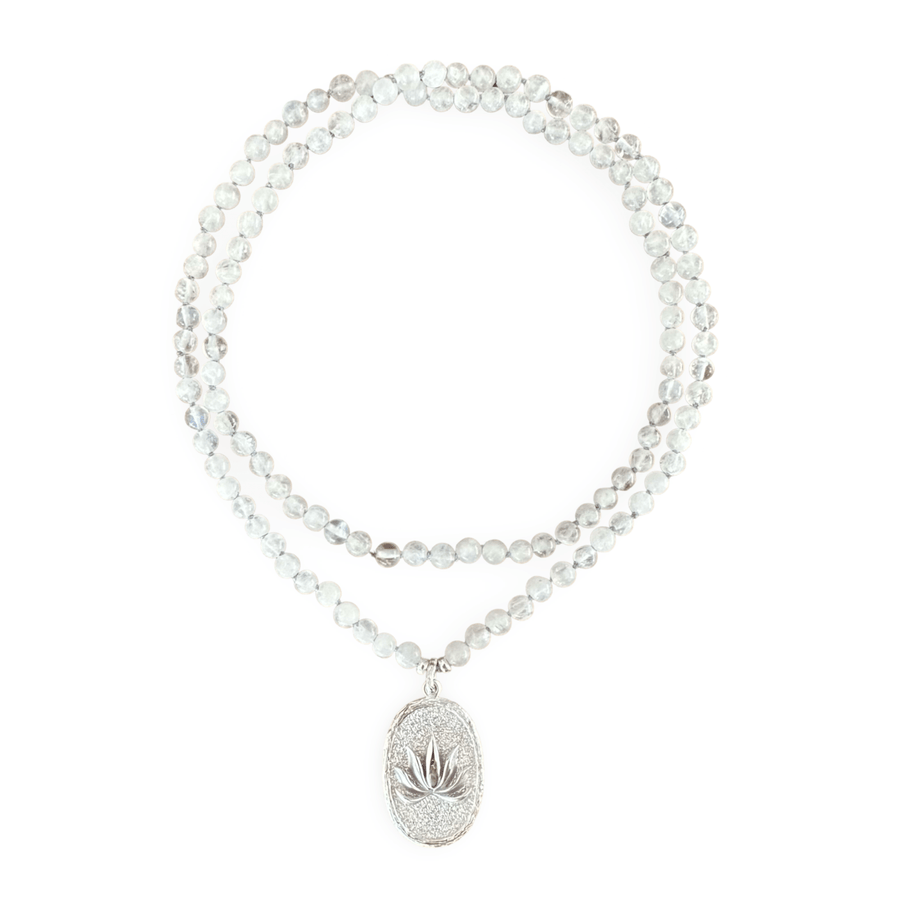 Mondstein - Kette mit Lotus - Anhänger - Atelier Tibet