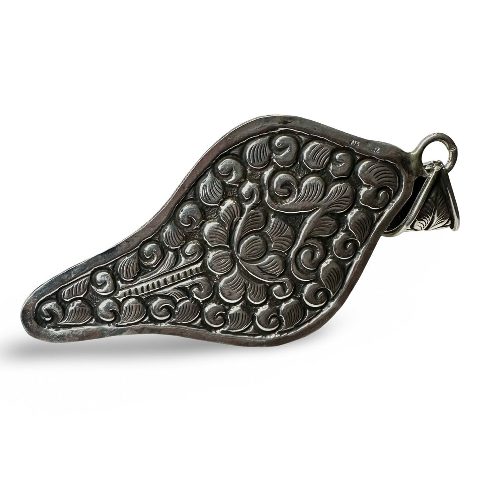 Muschel - Anhänger mit Silber und Türkis - Atelier Tibet