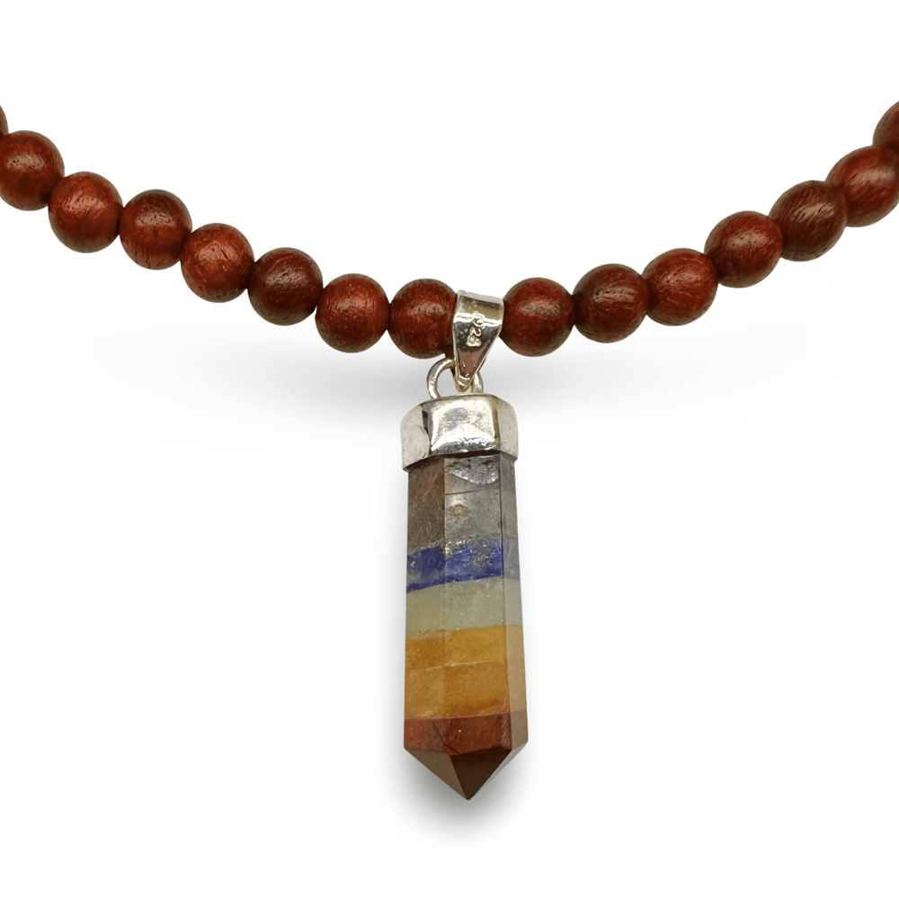 Rosenholz - Kette mit Chakra - Anhänger - Atelier Tibet