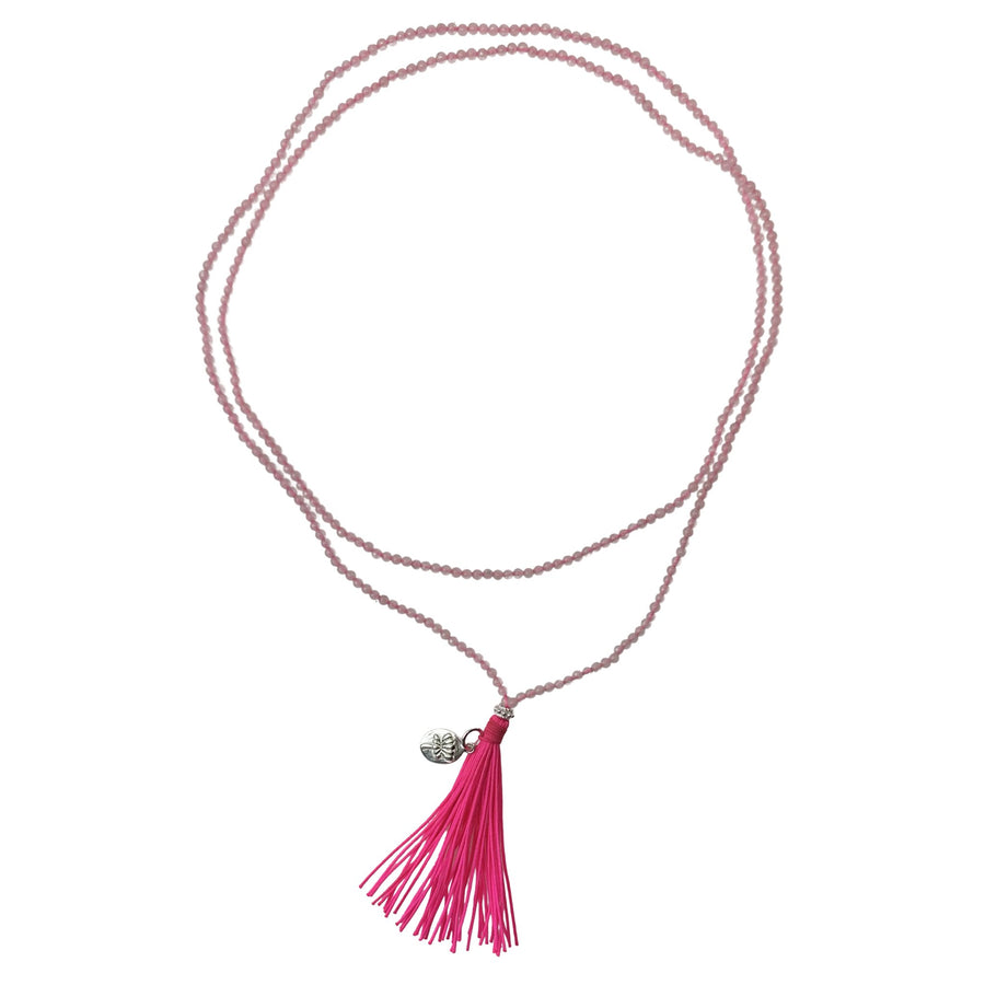 Rosenquarz - Kette mit Silber - Lotus - Atelier Tibet