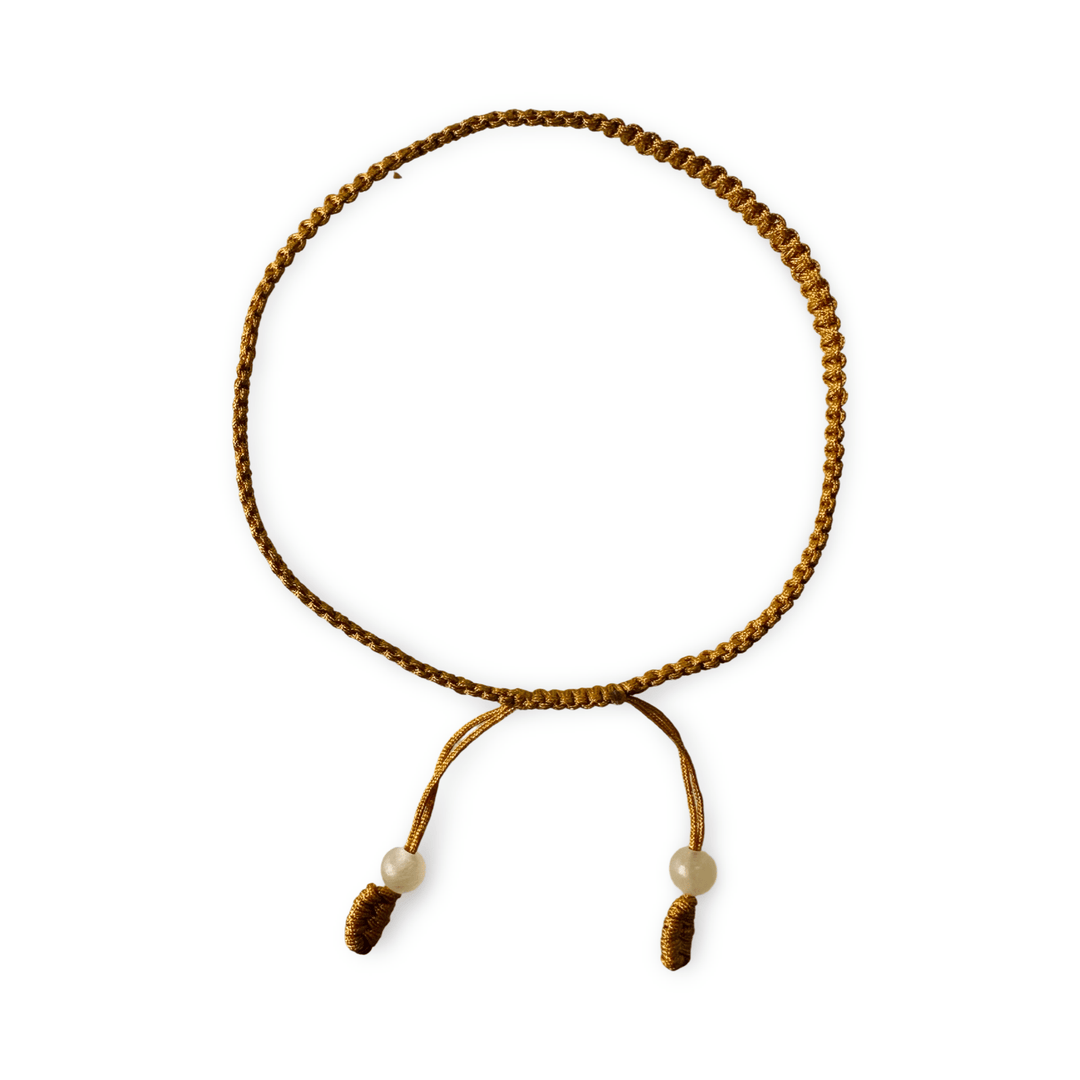 Sandgelbes handgeknüpftes Armband - Atelier Tibet