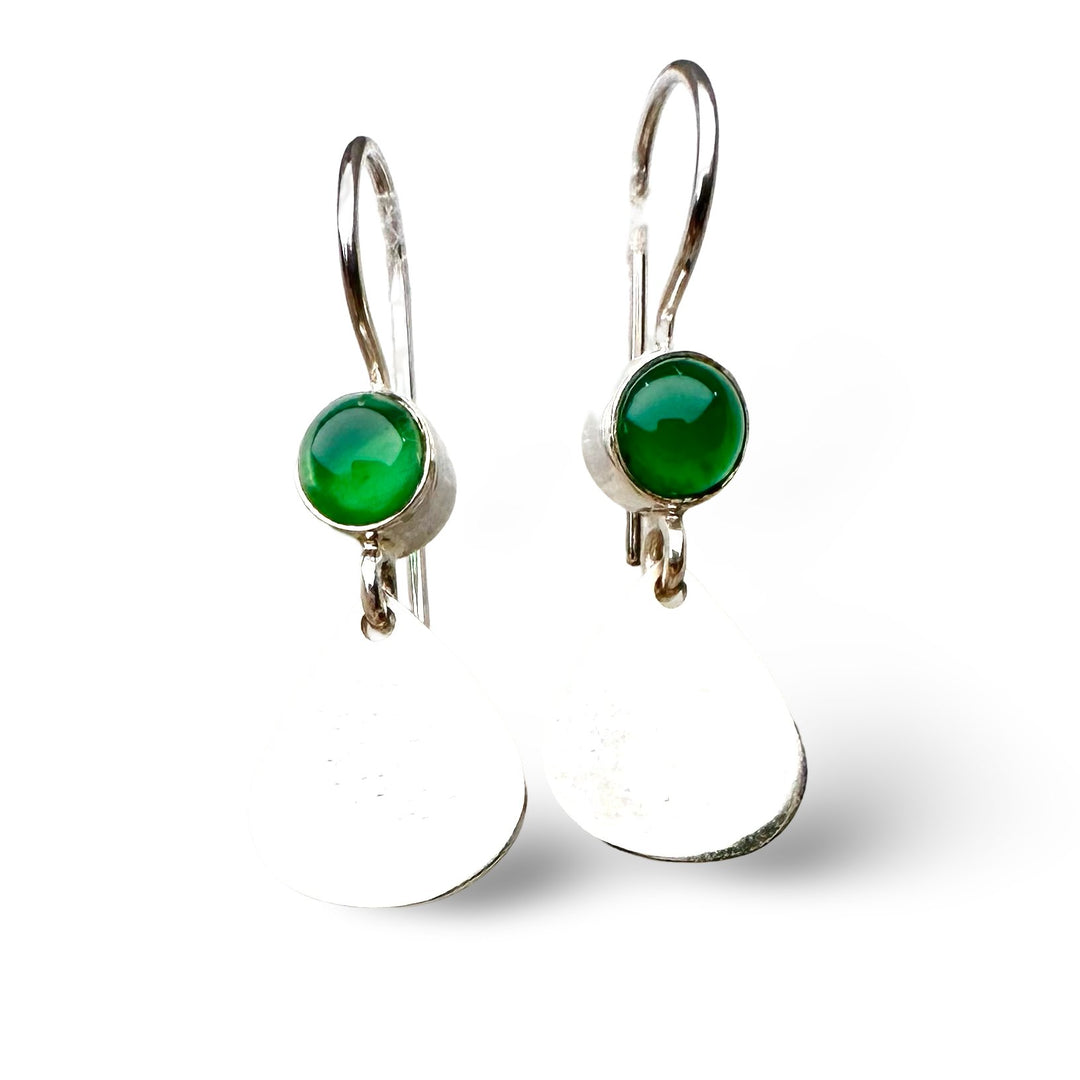Silber Ohranhänger mit Chrysopras - Atelier Tibet