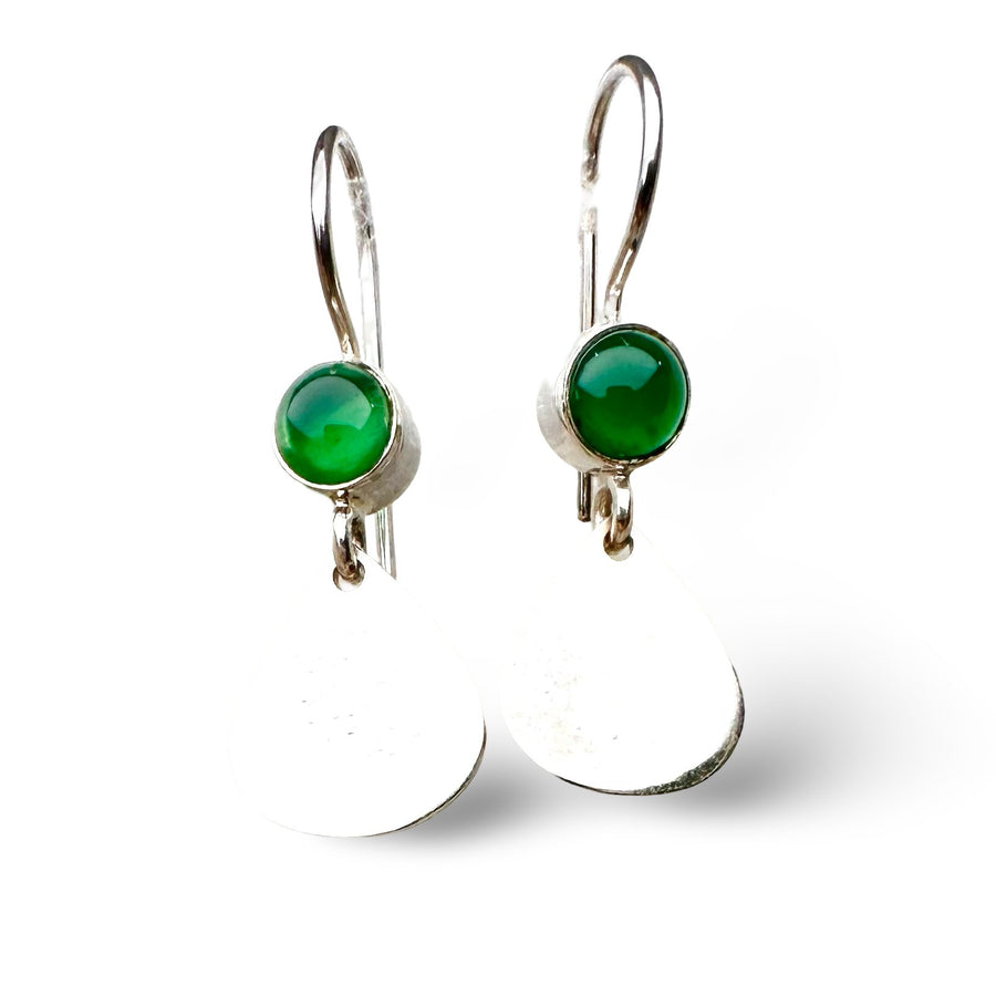Silber Ohranhänger mit Chrysopras - Atelier Tibet