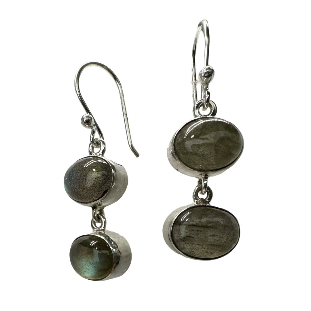 Silber Ohranhänger mit Doppel - Labradorit - Atelier Tibet