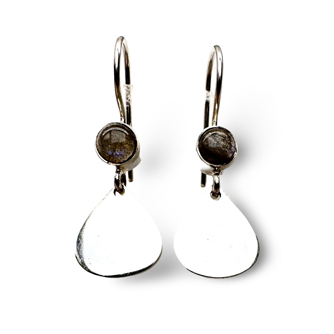 Silber Ohranhänger mit Mondstein - Atelier Tibet