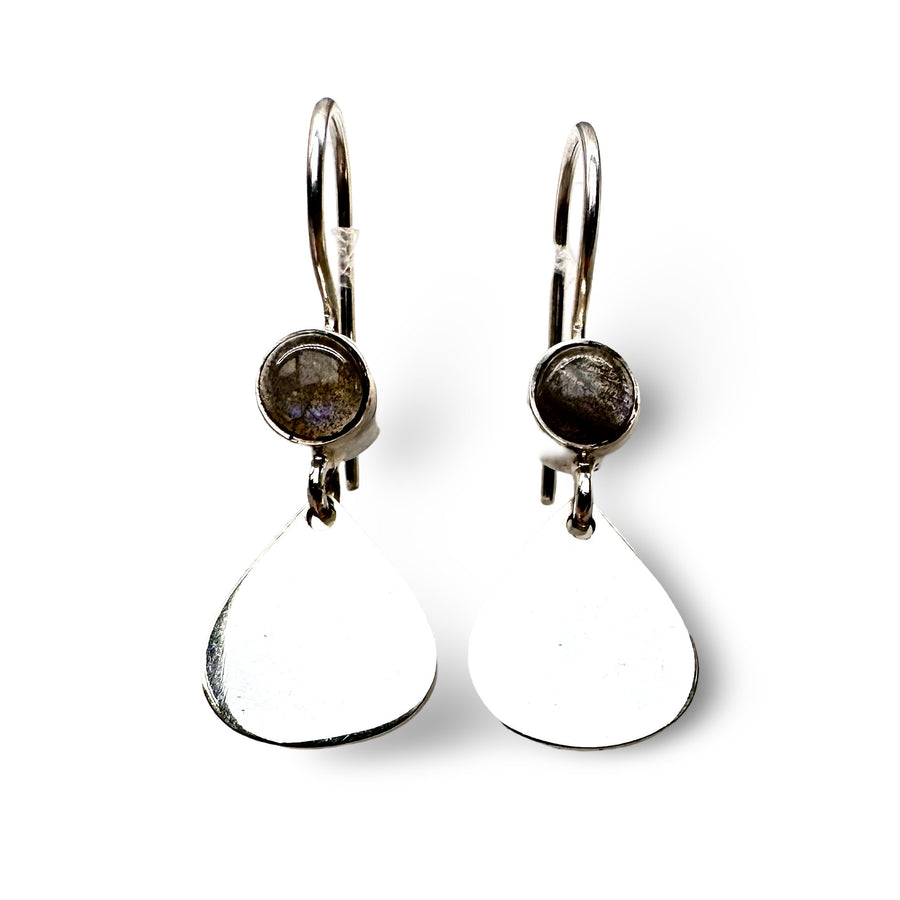 Silber Ohranhänger mit Mondstein - Atelier Tibet