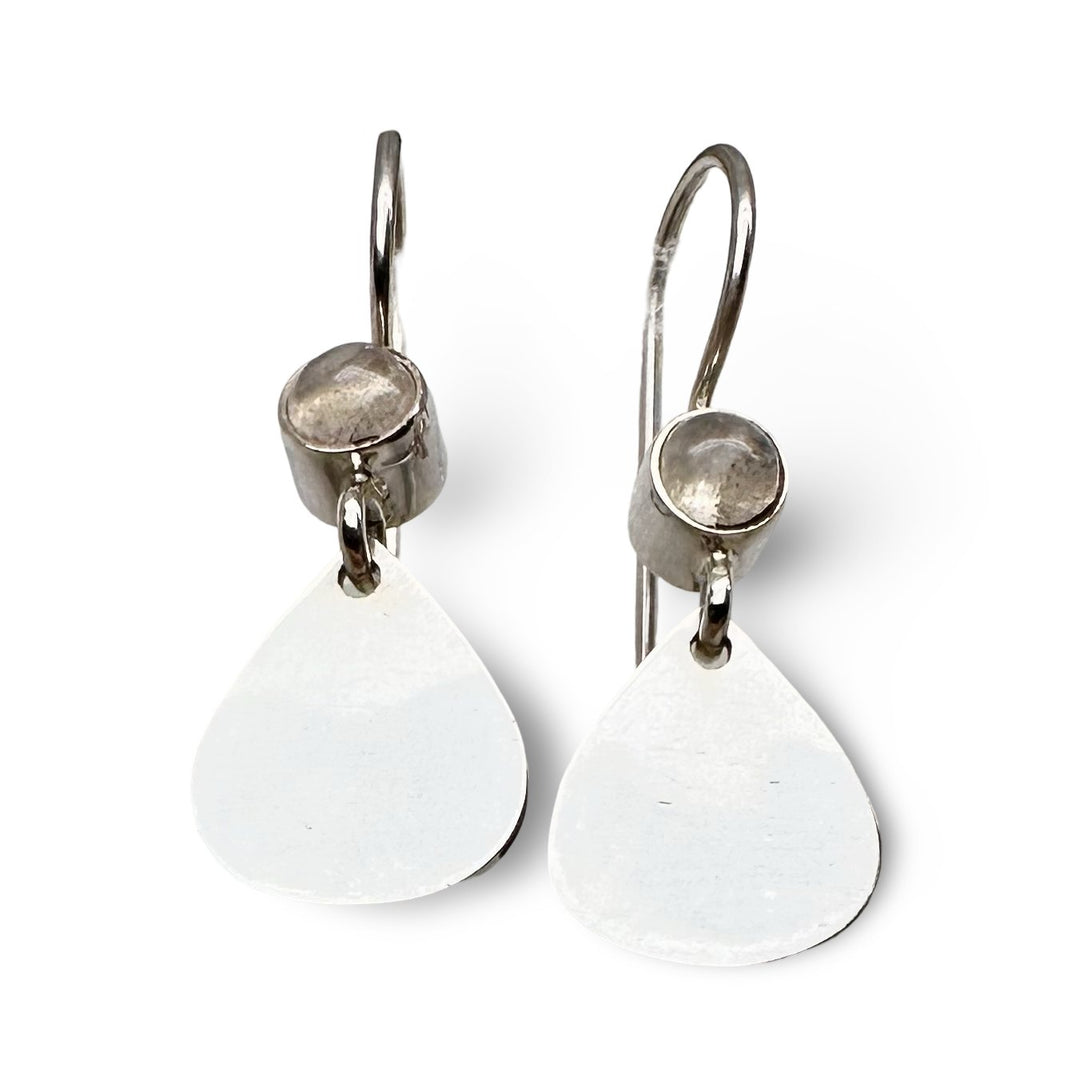 Silber Ohranhänger mit Rosenquarz - Atelier Tibet