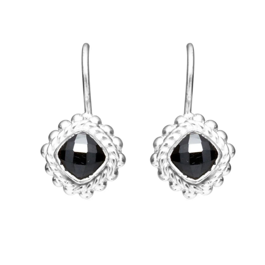Spinell Rhombus Ohranhänger aus Silber - Atelier Tibet