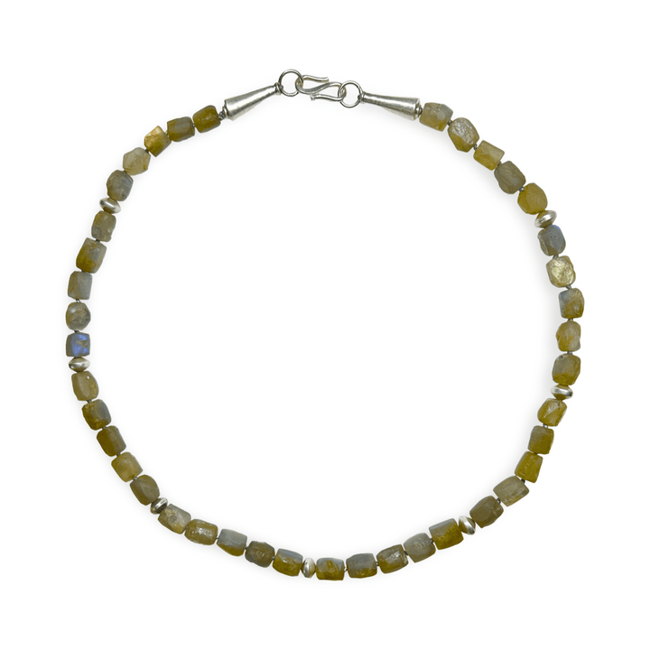 Statement - Halskette aus Labradorit und Silberperlen - Atelier Tibet