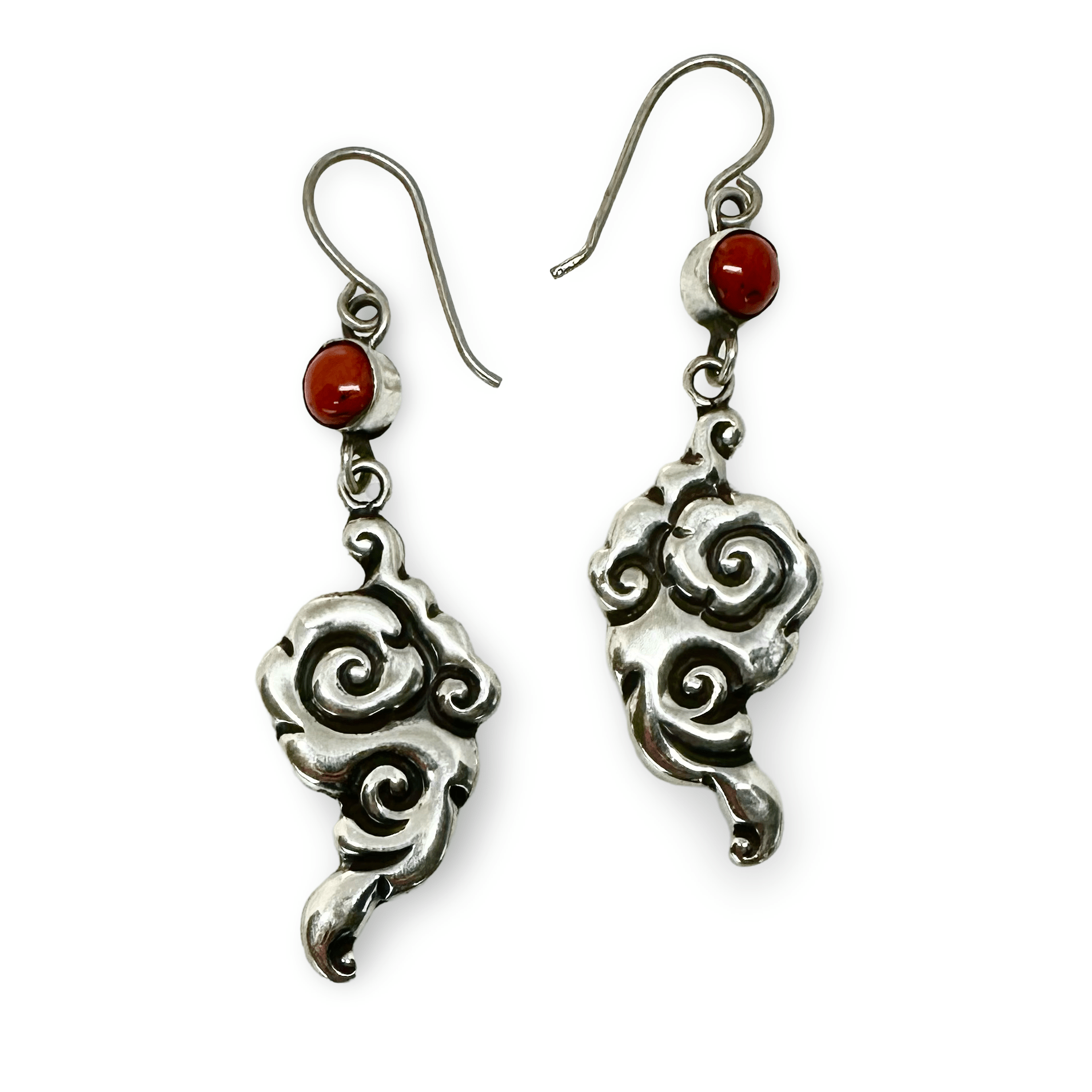 Bohemian Gypsy Vintage Tibetan Silver Yoga Coral & Turquoise Dangling Hook Earrings #26 main image 1