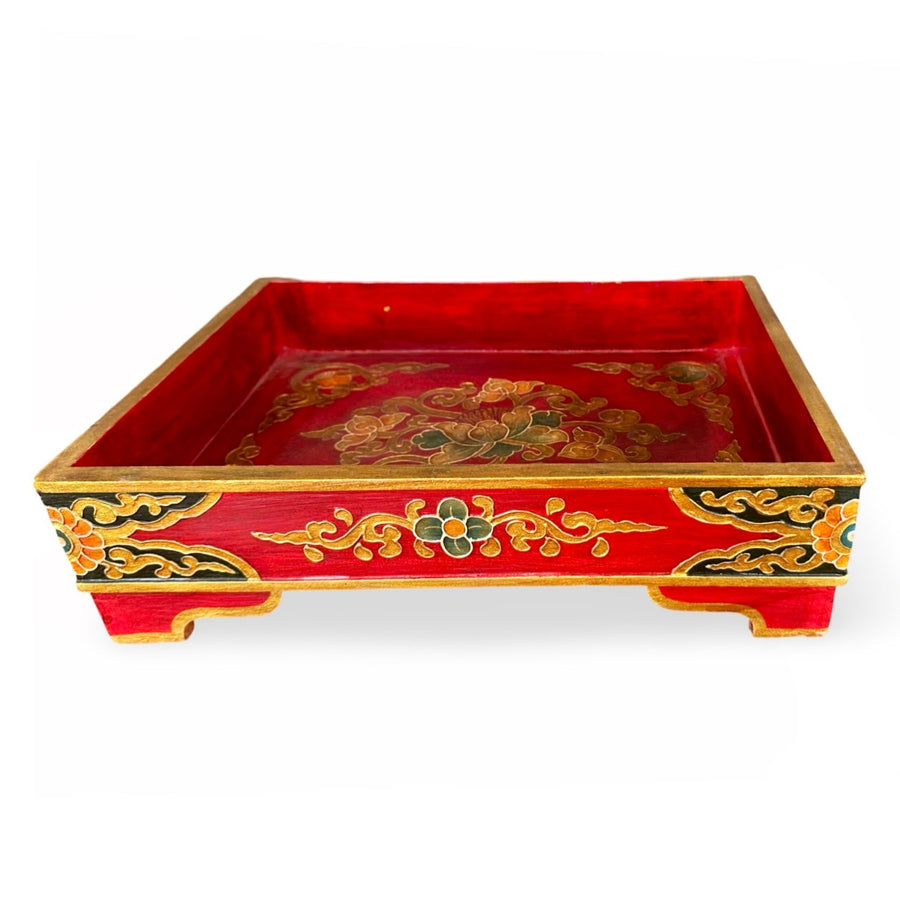 Tibetisches Tablett aus bemaltem Holz - Atelier Tibet