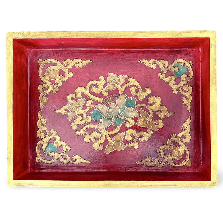 Tibetisches Tablett aus bemaltem Holz - Atelier Tibet