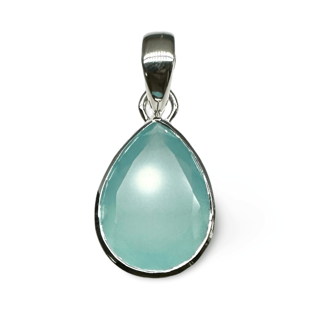 Tropfenförmiger Aqua Achat Anhänger - Atelier Tibet