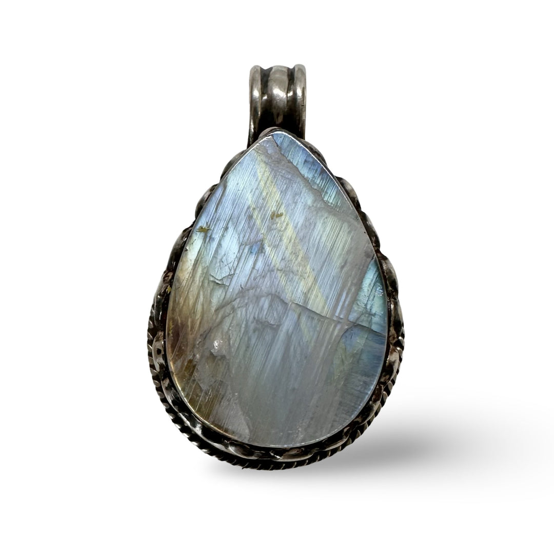 Tropfenförmiger Mondstein - Anhänger - Atelier Tibet