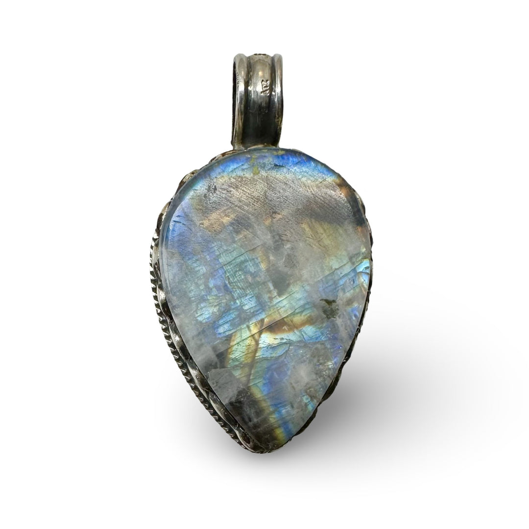 Tropfenförmiger Mondstein - Anhänger - Atelier Tibet