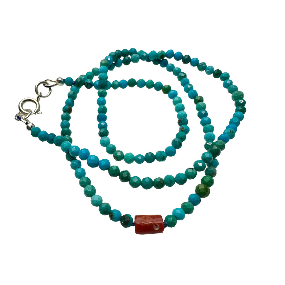 Türkis-Kette mit Koralle - Atelier Tibet