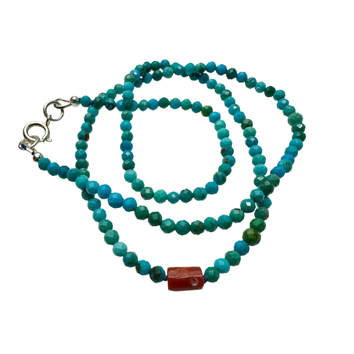 Türkis-Kette mit Koralle - Atelier Tibet