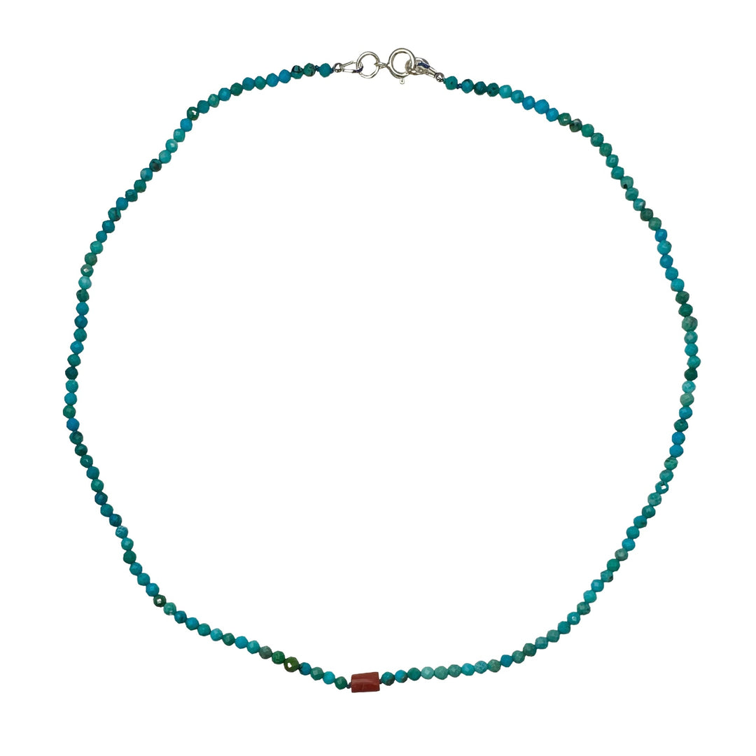 Türkis-Kette mit Koralle - Atelier Tibet
