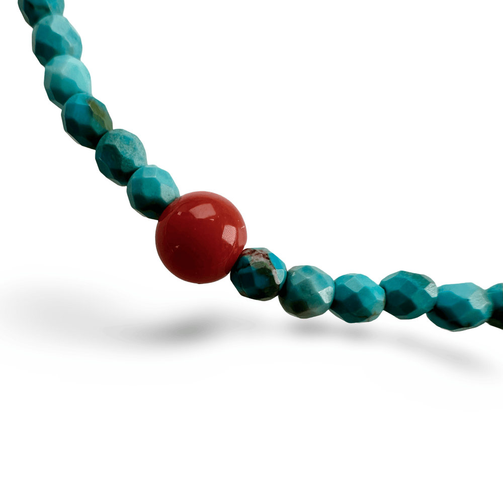Türkis Mala - Armband mit Koralle - Atelier Tibet