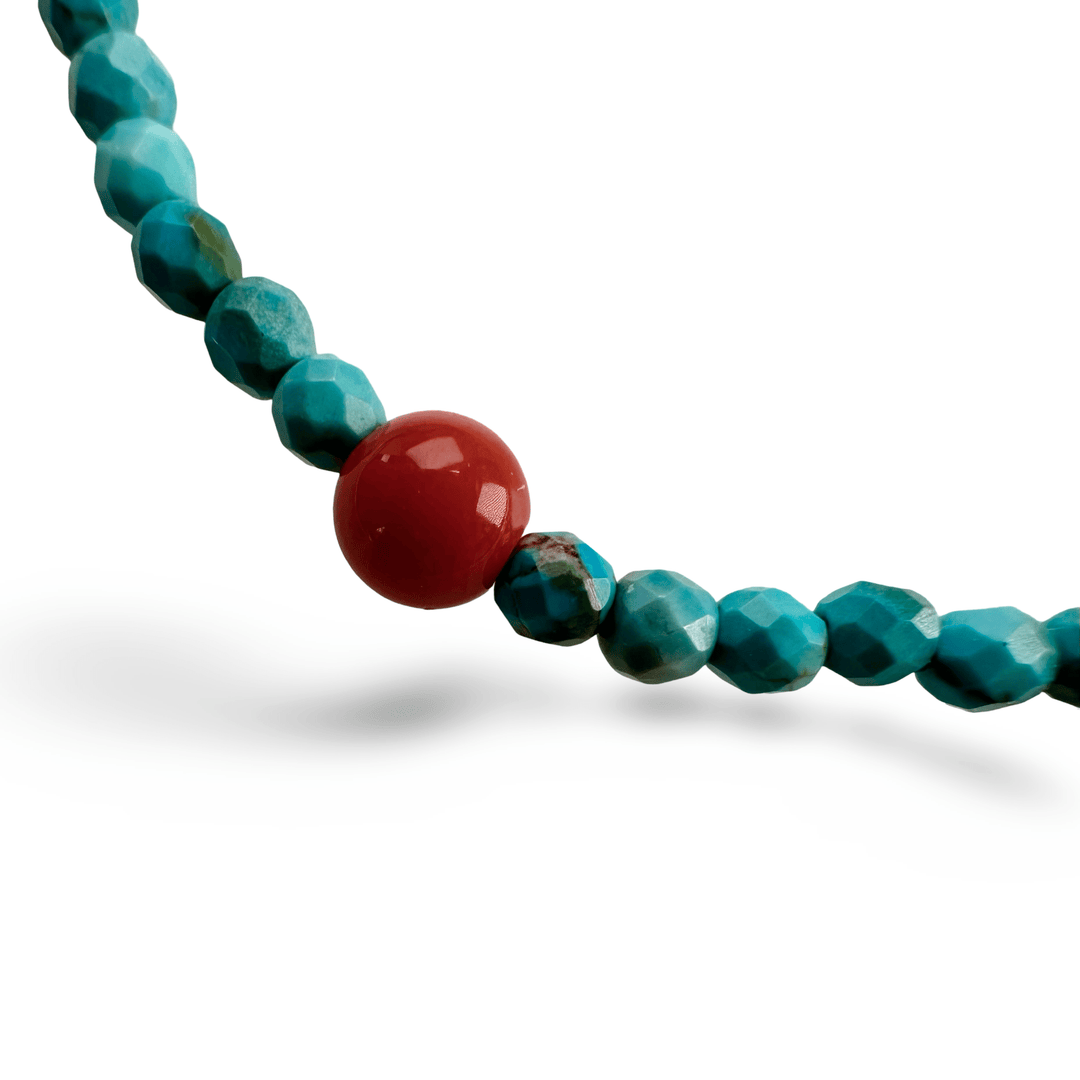 Türkis Mala - Armband mit Koralle - Atelier Tibet