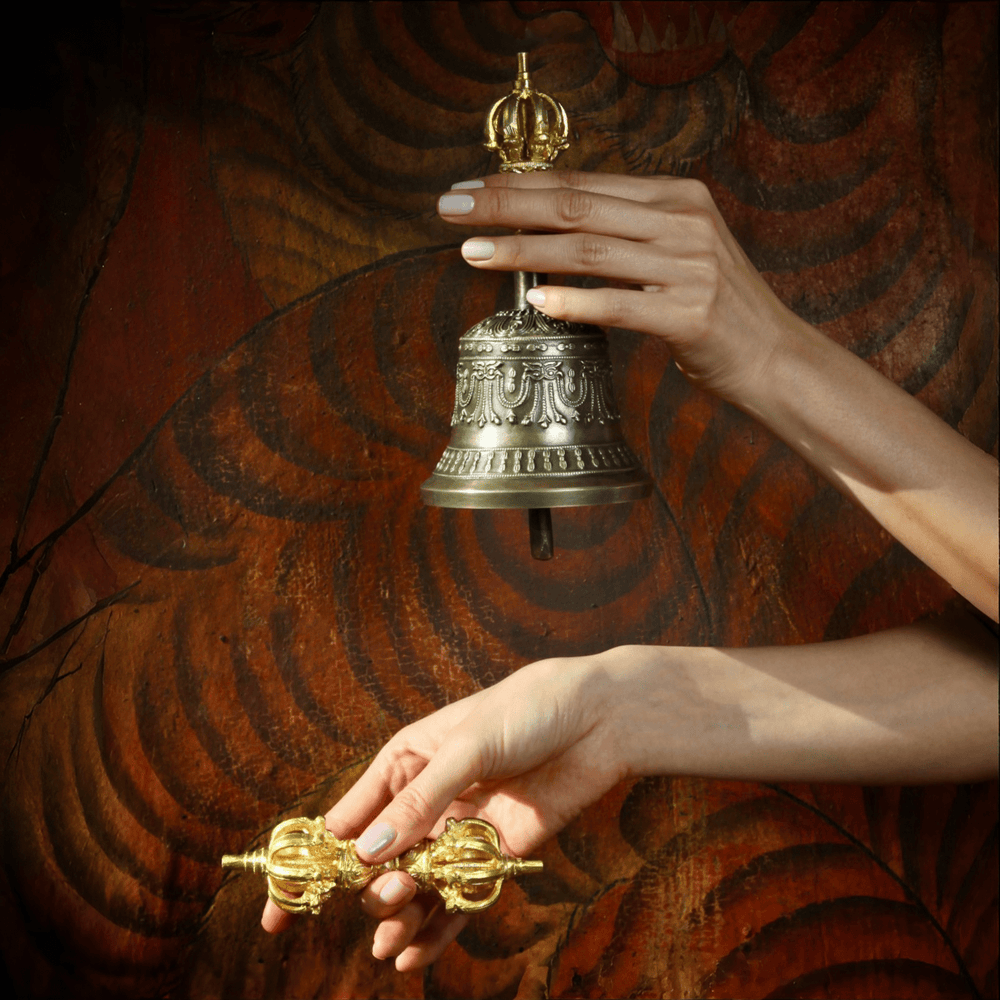 Vajra und Ghanta - Set aus vergoldeter Bronze - Atelier Tibet