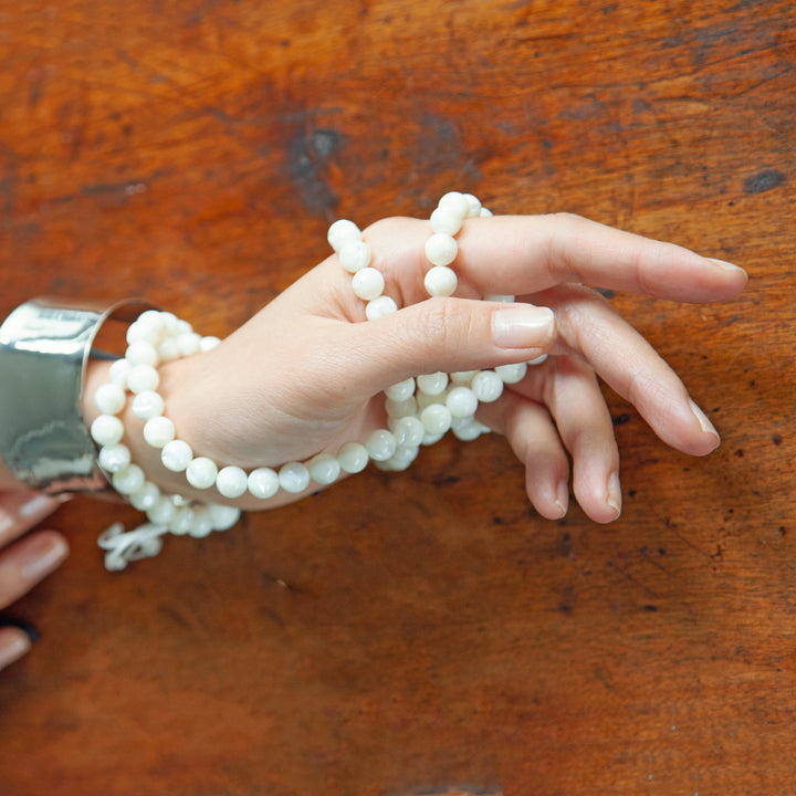 Weisse Conch Muschel Mala - Atelier Tibet