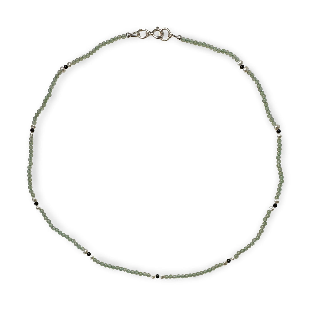 Zierliche Aventurin - , Onyx - und Perlen - Halskette - Atelier Tibet