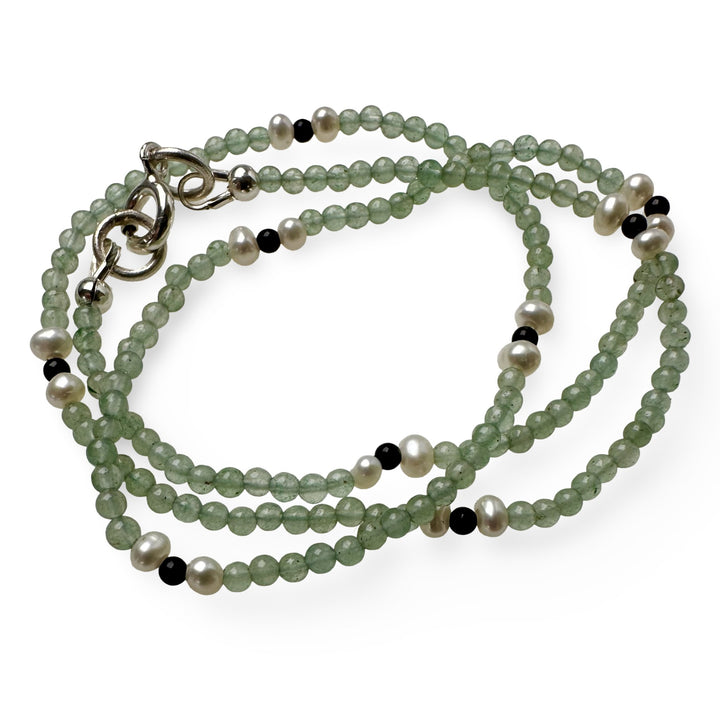 Zierliche Aventurin - , Onyx - und Perlen - Halskette - Atelier Tibet