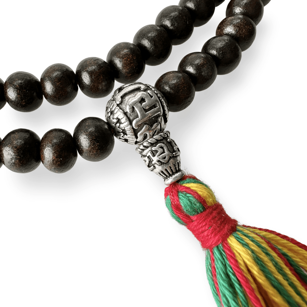 Zierliche Rosenholz - Mala mit farbiger Quaste - Atelier Tibet