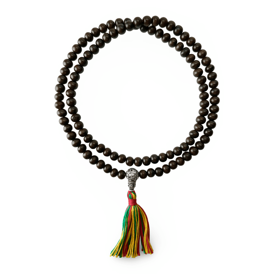 Zierliche Rosenholz - Mala mit farbiger Quaste - Atelier Tibet